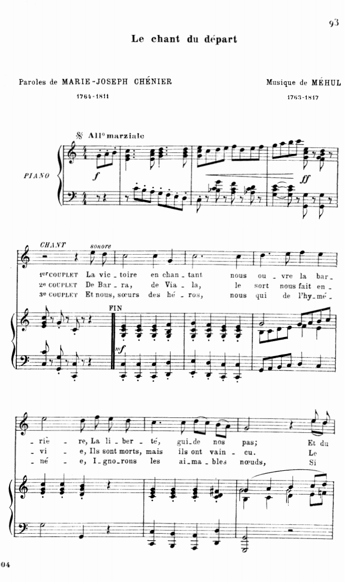 Méhul, Chant du départ