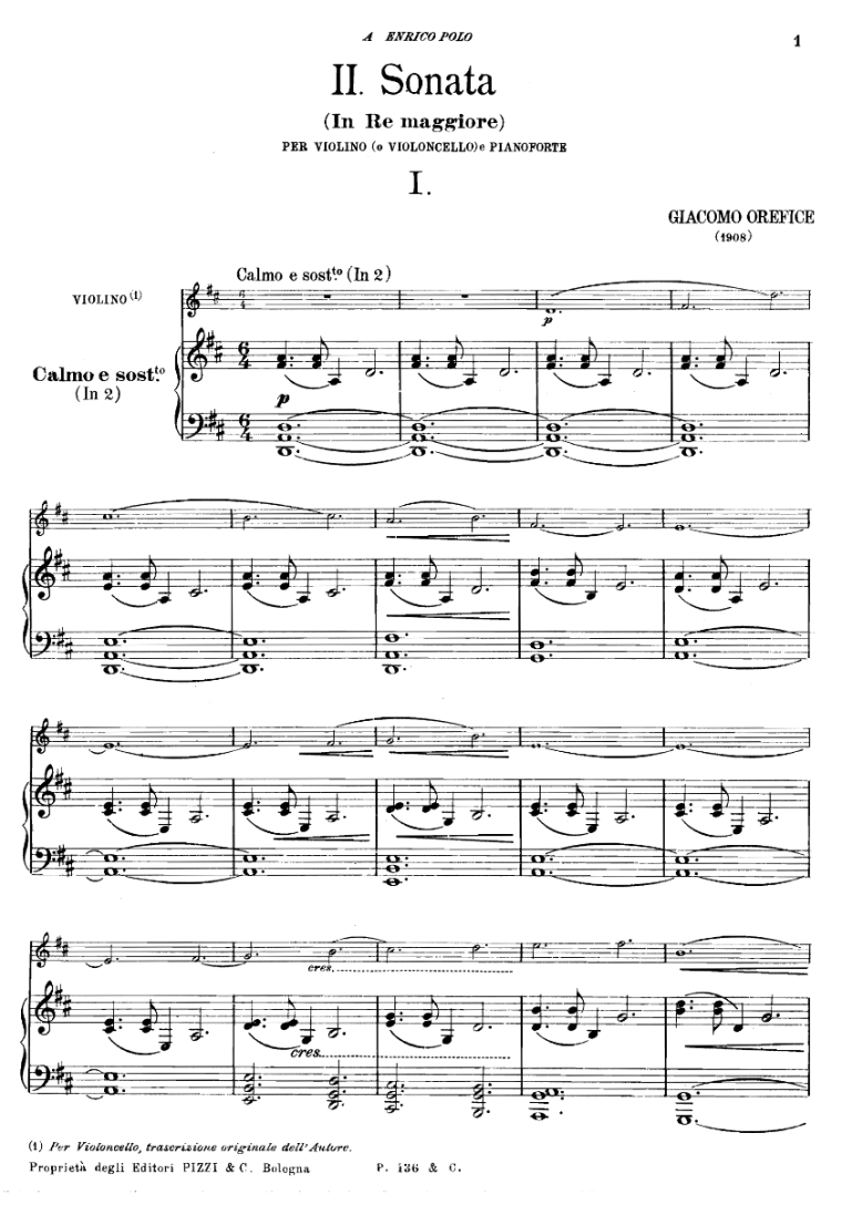 Orefice, II Sonata vl pf