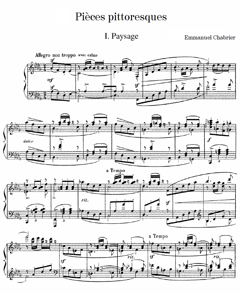 Chabrier, Pièces pittoresques