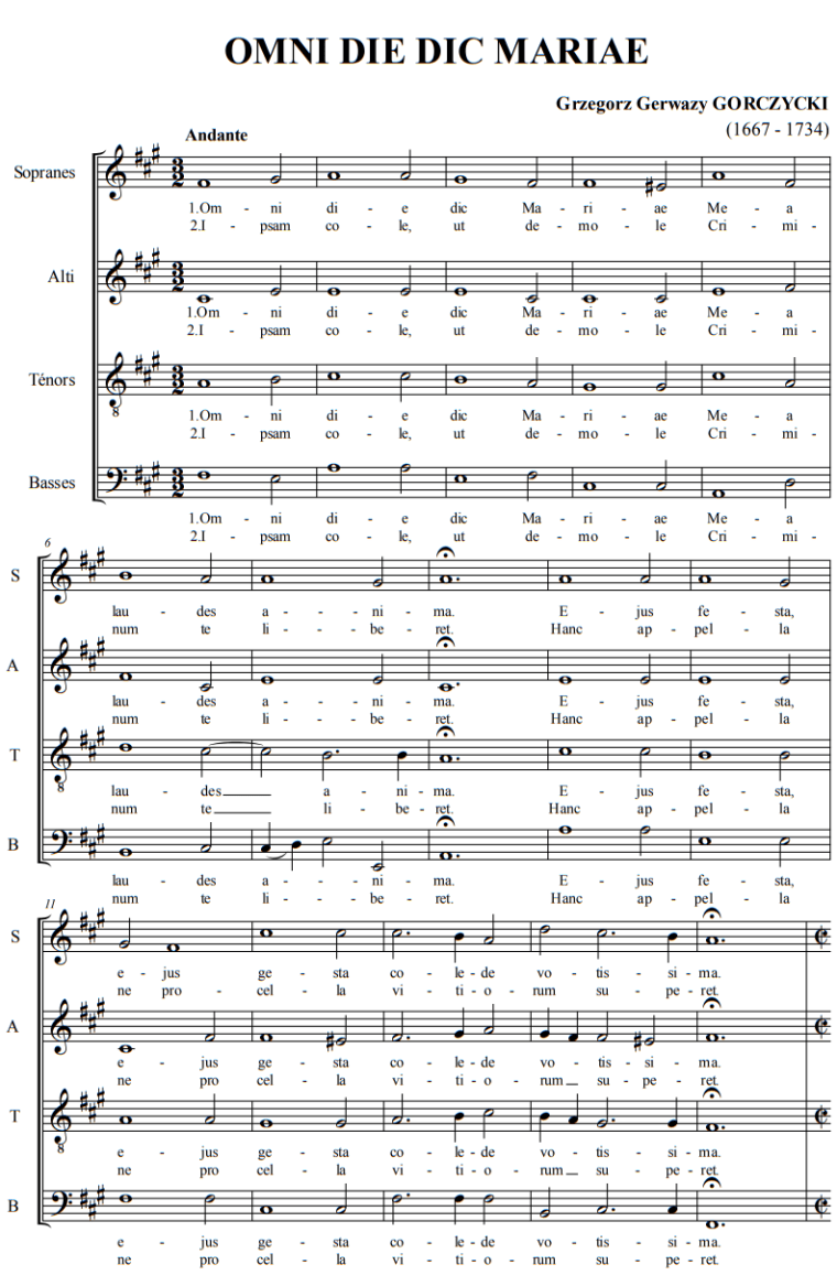 Gorczycki, Omni die dic Mariae
