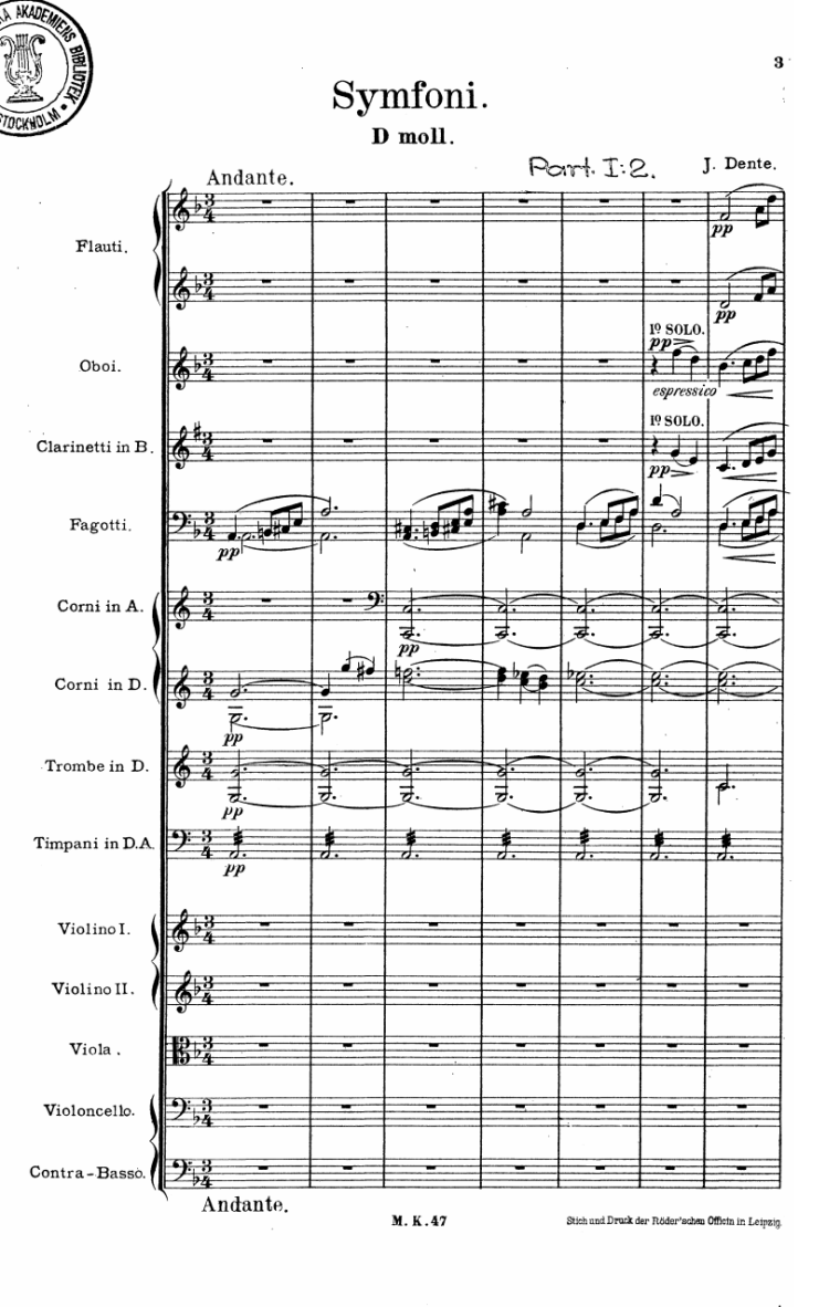 Dente, Sinfonia in re minore (1887), p. 3